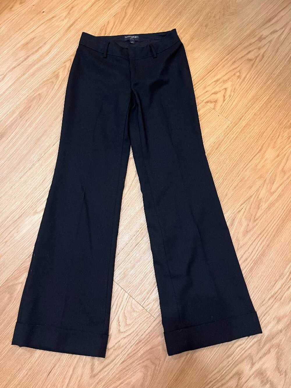 Banana Republic Ryan Wide Leg Black Trousers Wool Blend Sz 4